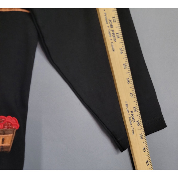 Vintage 80s Accessory Lady Top Womens L Black Fall Applique Embroidered Sequin - Picture 7 of 11
